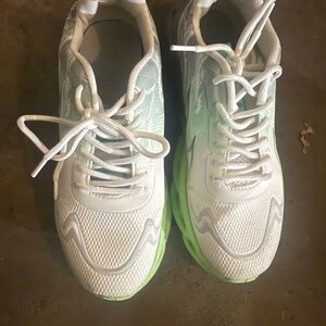 White and Green Athletic Sneakers